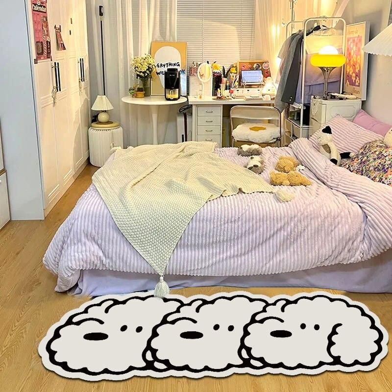 Irregular Dog Rug Nordic Simple Cartoon Carpet for Living Room Non-slip Bedside Area Rugs Kawaii Floor Mat for Bedroom Decor 러그