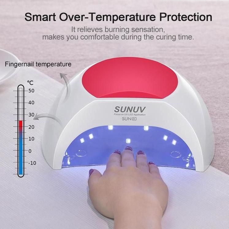 SUNUV SUN2C 48W Nail Lamp UV Lamp SUN2 Nail Dryer for UVLED Gel Nail Dryer Infrared Sensor with Rose Silicone Pad Salon Use