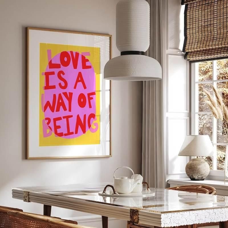 Maximalist More Amor Por Favor Poster Colorful Eclectic Pink Love Quote Wall Art Canvas Painting For Living Room Home Decor